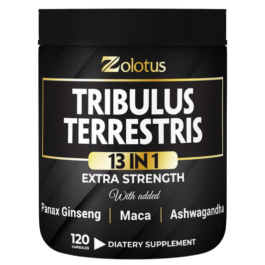 Zolotus 13-in-1 Tribulus Terrestris Kapseln mit Maca, Bockshornklee, Panax Ginseng, Sägepalme, Tongkat Ali, Shilajit & mehr – Energie- und Ausdauerergänzung für Männer und Frauen – 120 Kapseln