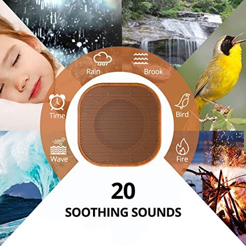 Weiße Rauschmaschine Stecker Soundmaschine mit 20 nicht schleifenden natürlichen beruhigenden Klängen und Speicherfunktion Schlafmaschine mit Schlaftherapie für Baby Kinder Erwachsene - Neue Holzmaserung 2025