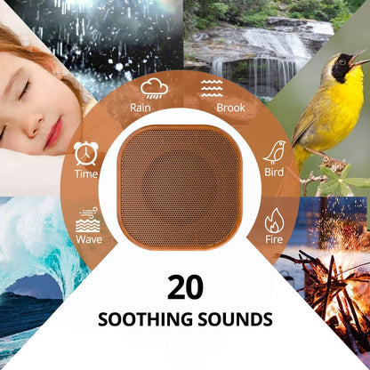Weiße Rauschmaschine Stecker Soundmaschine mit 20 nicht schleifenden natürlichen beruhigenden Klängen und Speicherfunktion Schlafmaschine mit Schlaftherapie für Baby Kinder Erwachsene - Neue Holzmaserung 2025