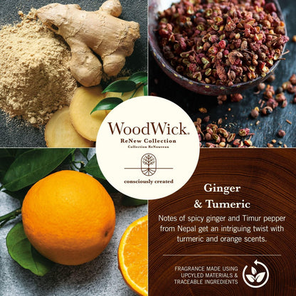 WoodWick Ginger & Turmeric Duftkerze 6 oz – Geschenkidee mit knisterndem Docht