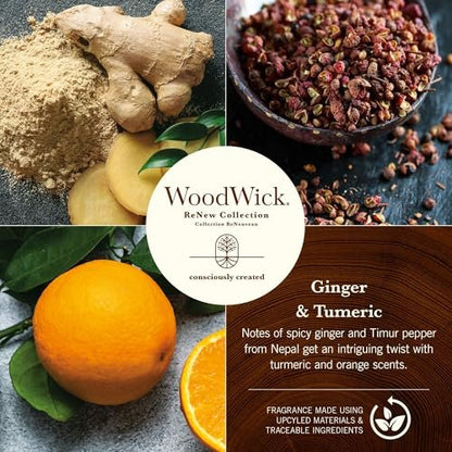 WoodWick Ginger & Turmeric Duftkerze 6 oz – Geschenkidee mit knisterndem Docht