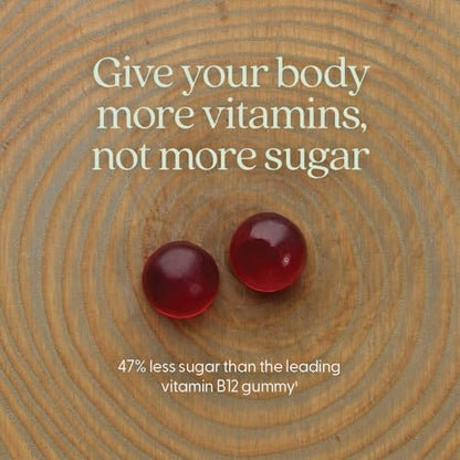 New Chapter® Bioaktive Vitamin B12+ Gummis – 47 % weniger Zucker§, USDA Bio, vegan, mit Cordyceps, zwei Gummis täglich für zelluläre Energieunterstützung, ohne Gentechnik, glutenfrei, Himbeergeschmack, 60 Stück