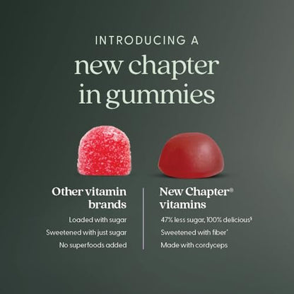 New Chapter® Bioaktive Vitamin B12+ Gummis – 47 % weniger Zucker§, USDA Bio, vegan, mit Cordyceps, zwei Gummis täglich für zelluläre Energieunterstützung, ohne Gentechnik, glutenfrei, Himbeergeschmack, 60 Stück