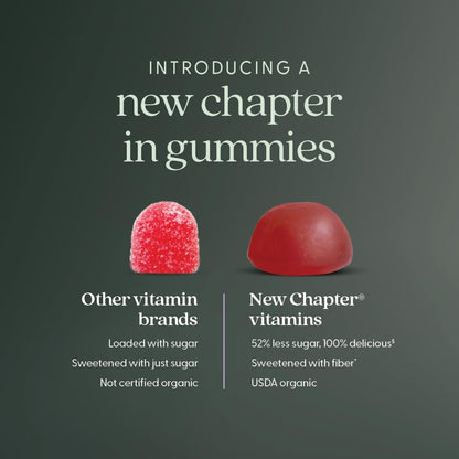 New Chapter Bioaktive Vitamin D3+ Gummis – 52 % weniger Zucker, 1.000 IE USDA Bio-Vitamin D, ein Gummy täglich für starke Knochen & Muskelfunktion, ohne Gentechnik, glutenfrei, gemischte Beeren, 60 Stück