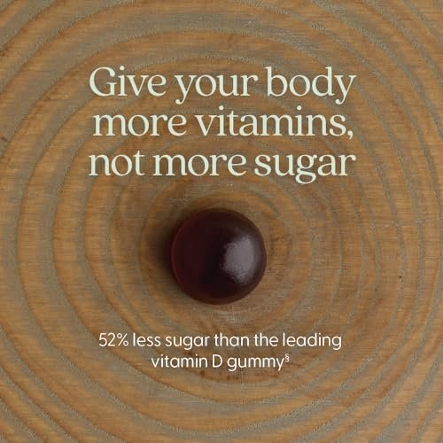 New Chapter Bioaktive Vitamin D3+ Gummis – 52 % weniger Zucker, 1.000 IE USDA Bio-Vitamin D, ein Gummy täglich für starke Knochen & Muskelfunktion, ohne Gentechnik, glutenfrei, gemischte Beeren, 60 Stück