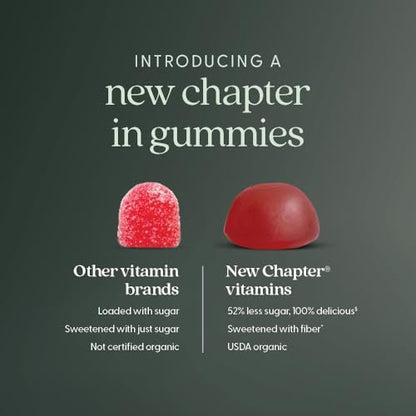 New Chapter Bioaktive Vitamin D3+ Gummis – 52 % weniger Zucker, 1.000 IE USDA Bio-Vitamin D, ein Gummy täglich für starke Knochen & Muskelfunktion, ohne Gentechnik, glutenfrei, gemischte Beeren, 60 Stück