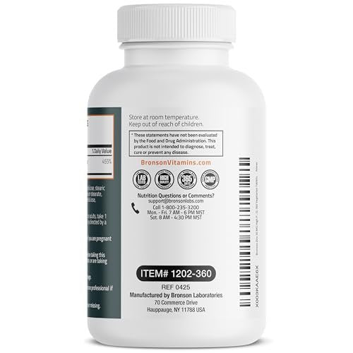 Bronson Zink 50 mg Hochdosiert – Unterstützt Immunsystem, Antioxidantien & Hautgesundheit – Non-GMO, 360 Vegetarische Tabletten