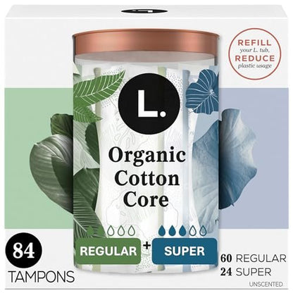 L. Cotton Tampons Regular/Super Multipack, 84 Stück – Chlorfrei, ohne Pestizide, Duft- & Farbstoffe