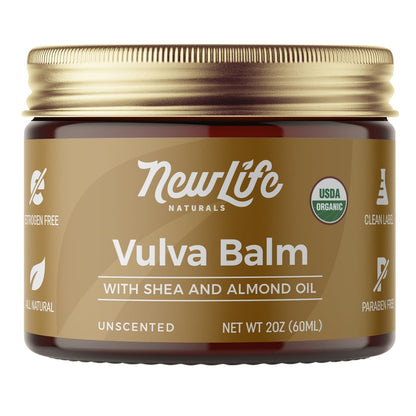 NewLife Naturals SheaCalm Vulva Balsam – Zertifizierte Bio-Vaginalfeuchtigkeitscreme & Vaginalcreme – Unterstützung bei Trockenheit & Wechseljahren – Östrogenfreie Vulva-Feuchtigkeitspflege, Hergestellt in den USA, 60 ml