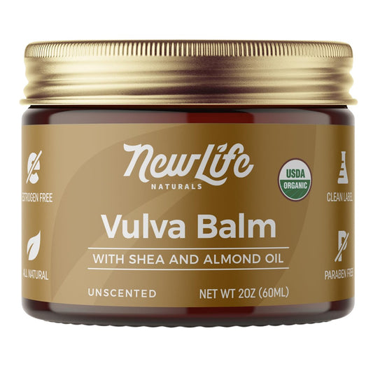 NewLife Naturals SheaCalm Vulva Balsam – Zertifizierte Bio-Vaginalfeuchtigkeitscreme & Vaginalcreme – Unterstützung bei Trockenheit & Wechseljahren – Östrogenfreie Vulva-Feuchtigkeitspflege, Hergestellt in den USA, 60 ml