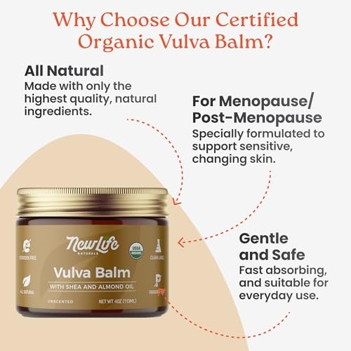 NewLife Naturals SheaCalm Vulva Balsam – Zertifizierte Bio-Vaginalfeuchtigkeitscreme & Vaginalcreme – Unterstützung bei Trockenheit & Wechseljahren – Östrogenfreie Vulva-Feuchtigkeitspflege, Hergestellt in den USA, 60 ml