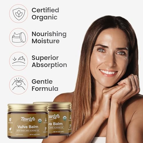 NewLife Naturals SheaCalm Vulva Balsam – Zertifizierte Bio-Vaginalfeuchtigkeitscreme & Vaginalcreme – Unterstützung bei Trockenheit & Wechseljahren – Östrogenfreie Vulva-Feuchtigkeitspflege, Hergestellt in den USA, 60 ml