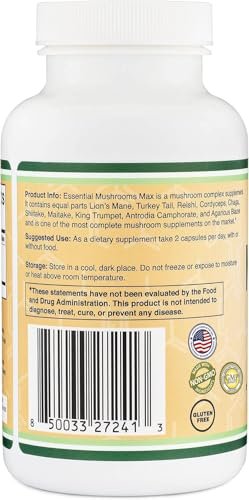 Double Wood Supplements Pilzkomplex – 10 essentielle Pilze (Löwenmähne, Reishi, Cordyceps & mehr) – 1000 mg – 120 Kapseln