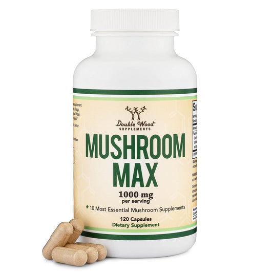 Double Wood Supplements Pilzkomplex – 10 essentielle Pilze (Löwenmähne, Reishi, Cordyceps & mehr) – 1000 mg – 120 Kapseln