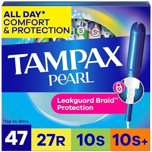 Tampax Pearl Tampons Multipack – Regular/Super/Super+ Saugstärke, 47 Stück, unparfümiert