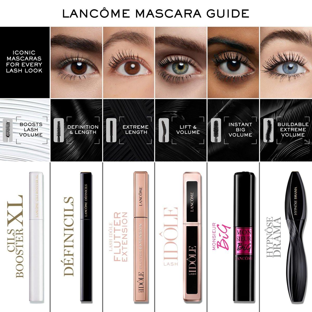 Lancôme Lash Idôle Wimpern-Lifting & Volumizing Waterproof Mascara - Schwarz für sofortiges Volumen, Länge & Lift - Wischfest & bis zu 24 Halt - Schwarze wasserfeste Mascara