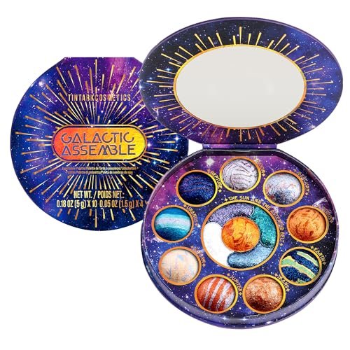 Galactic Assemble Lidschattenpalette – Sonnensystem-inspiriertes 3D-Planetendesign, 14 handgefertigte Schimmer- & Metallictöne mit cremiger, feuchter Textur, hochpigmentierte Make-up-Palette als Geschenk für Frauen & Mädchen