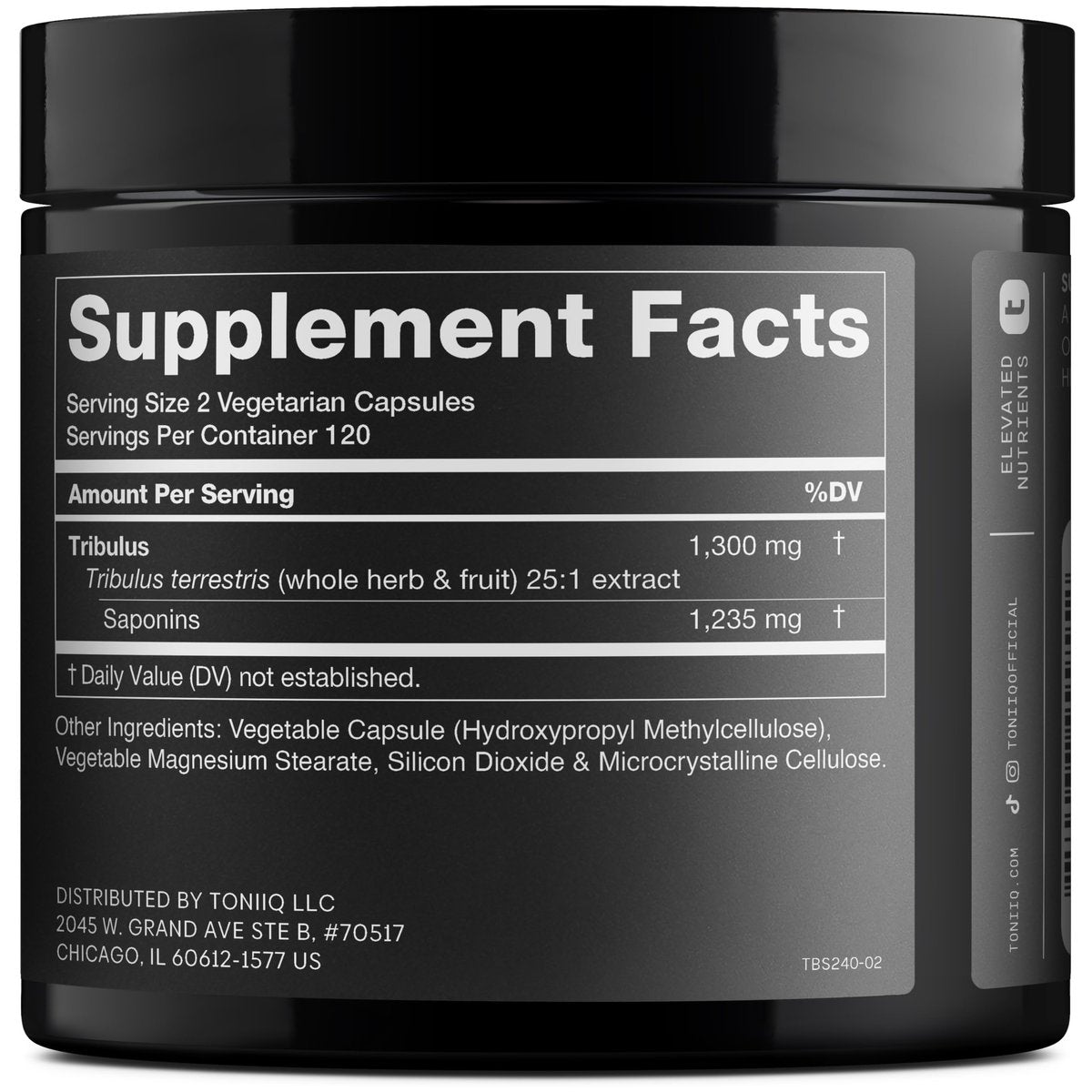 Toniiq Tribulus Terrestris für Männer – Ultrahochpotenter 25:1 Extrakt mit 95% Saponinen – 1300 mg reine & konzentrierte Formel – Laborgeprüft auf Reinheit & Qualität – 240 Kapseln