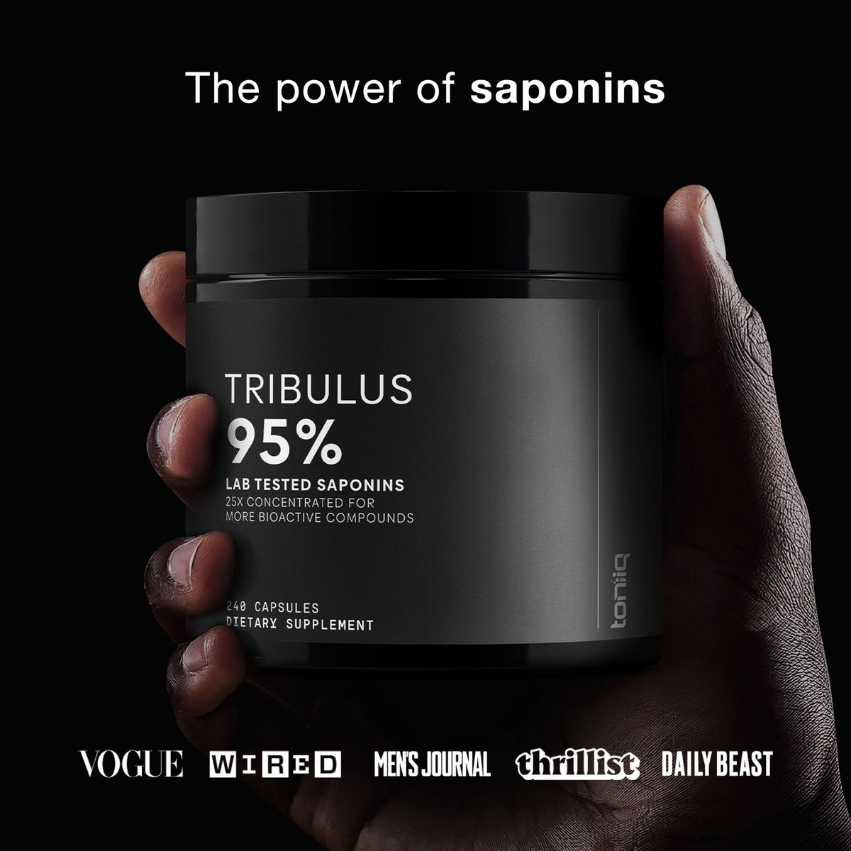 Toniiq Tribulus Terrestris für Männer – Ultrahochpotenter 25:1 Extrakt mit 95% Saponinen – 1300 mg reine & konzentrierte Formel – Laborgeprüft auf Reinheit & Qualität – 240 Kapseln