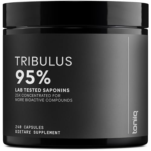 Toniiq Tribulus Terrestris für Männer – Ultrahochpotenter 25:1 Extrakt mit 95% Saponinen – 1300 mg reine & konzentrierte Formel – Laborgeprüft auf Reinheit & Qualität – 240 Kapseln