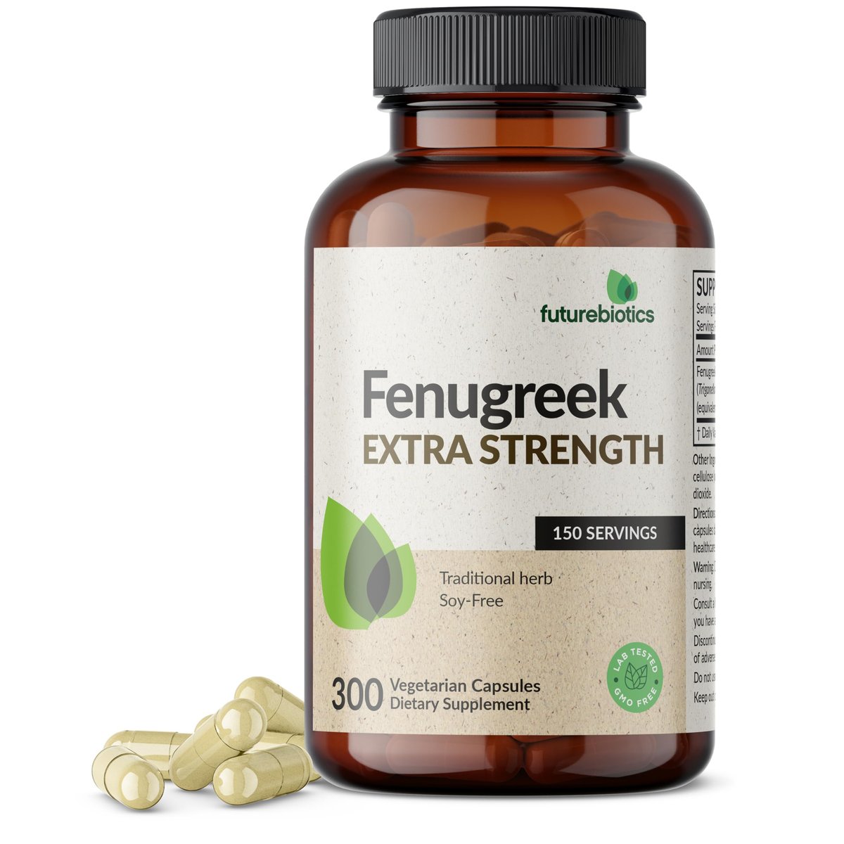 Futurebiotics Bockshornklee Extra Stark – 300 vegane Kapseln zur Unterstützung der allgemeinen Gesundheit & des Wohlbefindens, Nicht-GVO