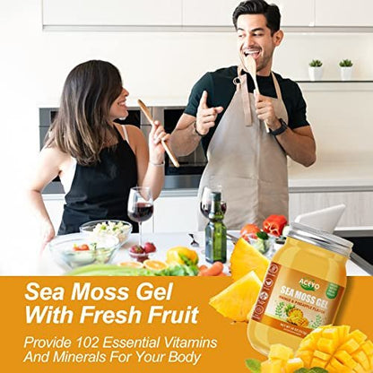 ACEYO Irish Sea Moss Gel mit Mango & Ananas – 18 Unzen, roh, vegan, wild geerntet, nicht-GVO, 102 Vitamine & Mineralien