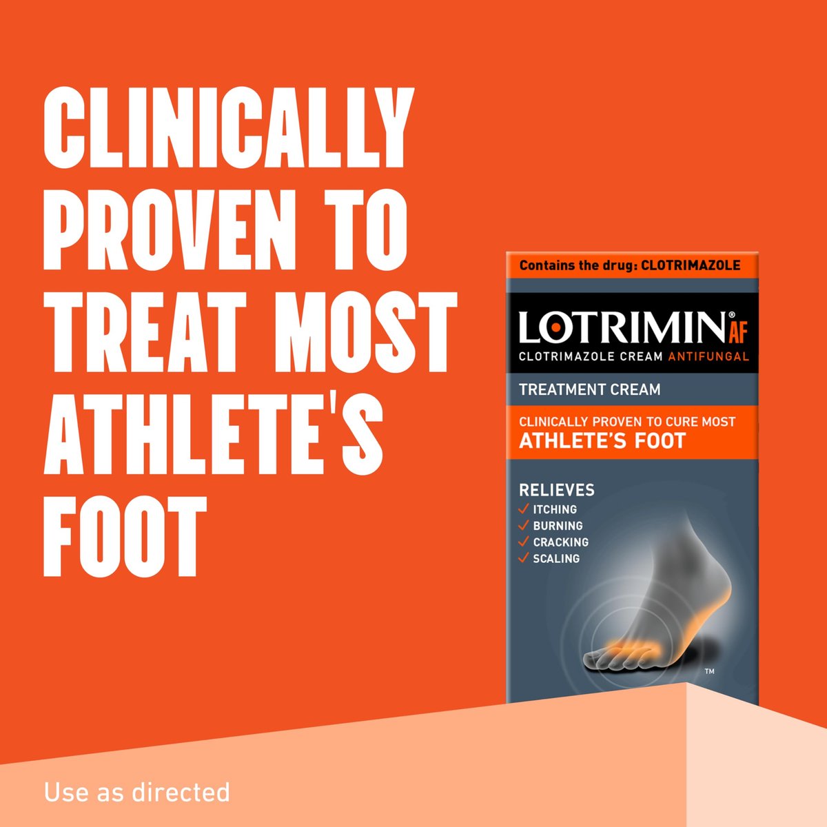Lotrimin® AF Creme gegen Fußpilz, 1% Clotrimazol Antimykotische Creme, klinisch wirksam, 30 g