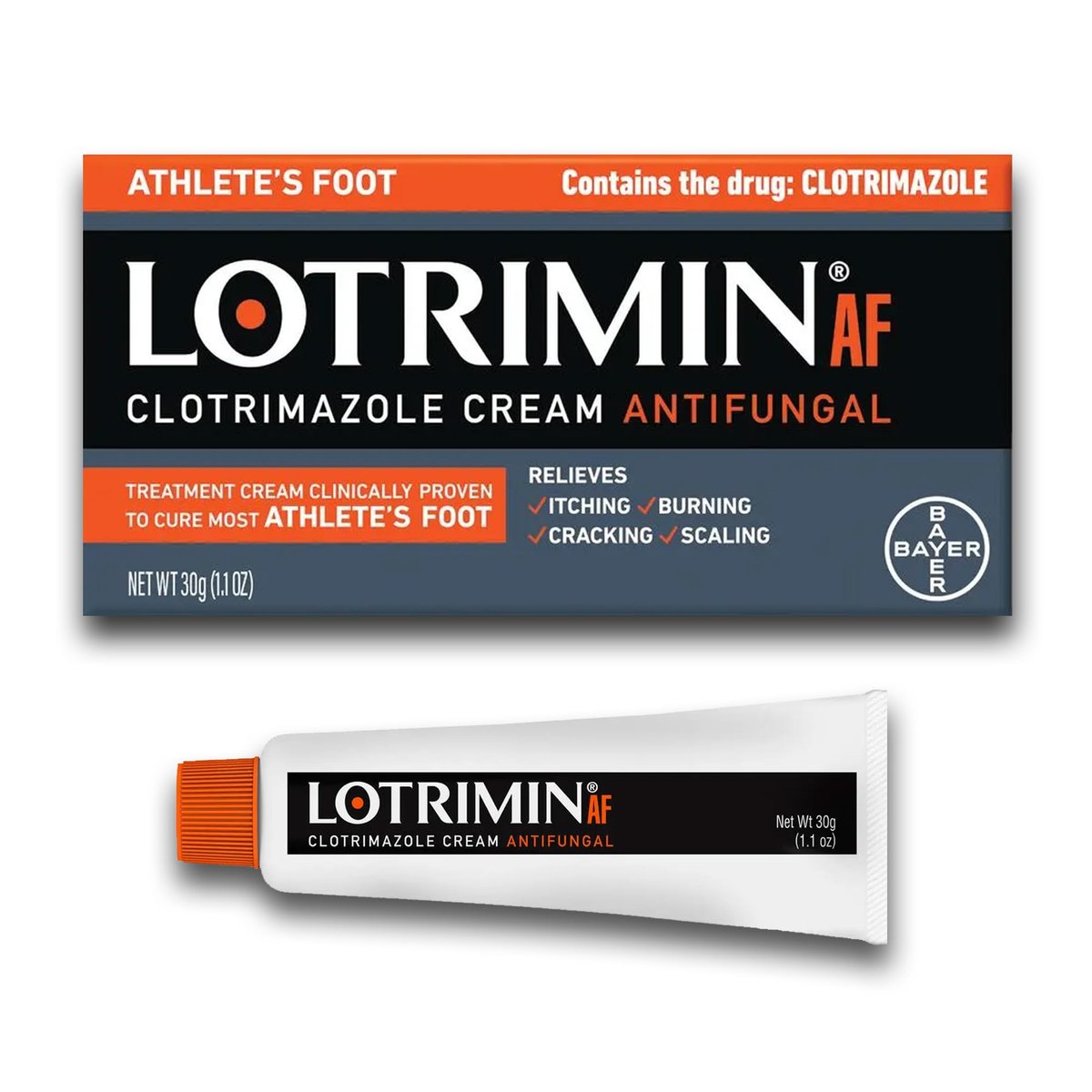 Lotrimin® AF Creme gegen Fußpilz, 1% Clotrimazol Antimykotische Creme, klinisch wirksam, 30 g
