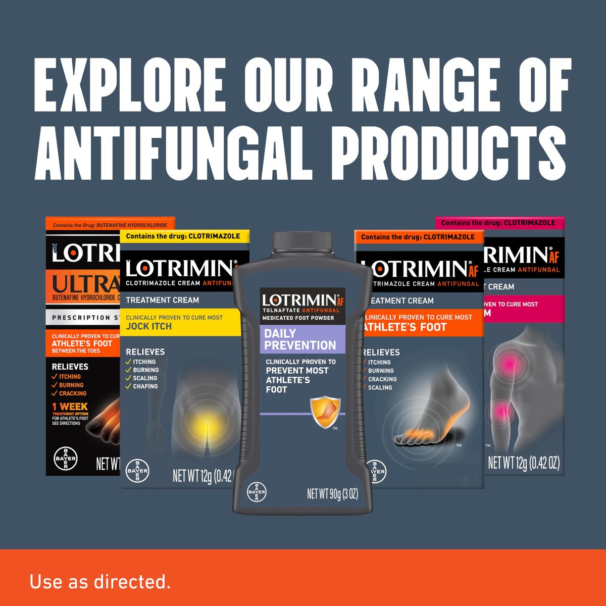 Lotrimin® AF Creme gegen Fußpilz, 1% Clotrimazol Antimykotische Creme, klinisch wirksam, 30 g