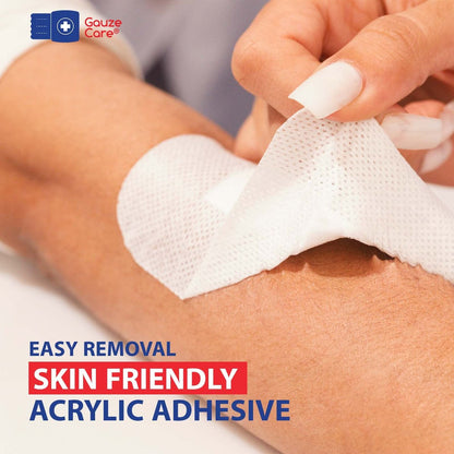 GauzeCare Island Dressing 10x10 cm 28 Stk. | Sterile Einzelverpackte Wundauflagen | 5x5 cm Saugkissen mit Acryl-Kleberand | Wasserabweisende Pflaster für Wundversorgung und Verbandwechsel
