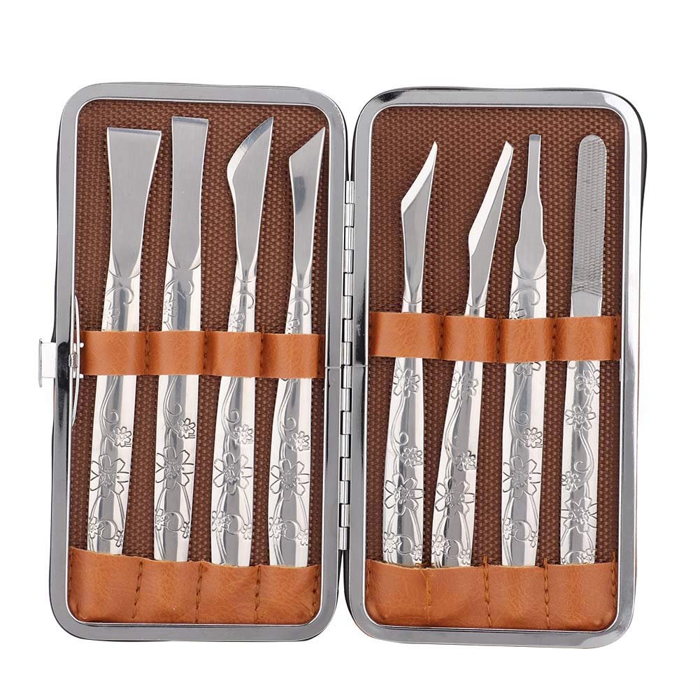 Watris Veiyi 8-teiliges Fußhobel-Set, Pediküremesser aus Edelstahl, Hornhautentferner, Fußfeile für Männer und Frauen, silber