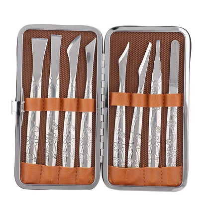 Watris Veiyi 8-teiliges Fußhobel-Set, Pediküremesser aus Edelstahl, Hornhautentferner, Fußfeile für Männer und Frauen, silber