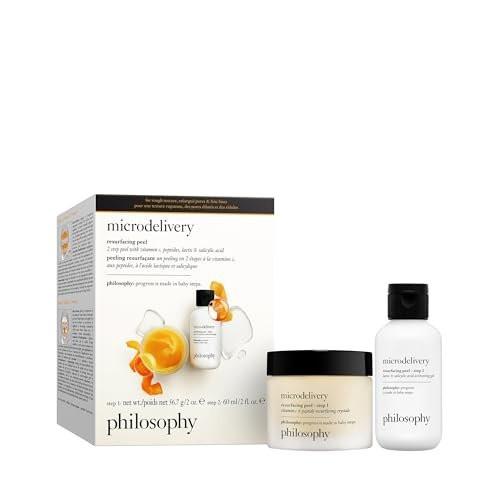 Philosophy Microdelivery Vitamin C Resurfacing Peel Kit – Zweistufige Behandlung mit Milchsäure und Sonnenblumenkernöl für glatte Haut, ebenmäßigen Teint und geminderte feine Linien