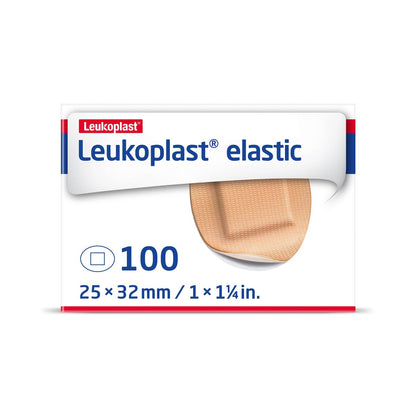 Leukoplast Elastic Wundpflaster – Dehnbare, hautfreundliche Pflaster für Finger, Ellenbogen, Knie und Handgelenke – Oval Spot, 3,2 cm, Box mit 100 Stück