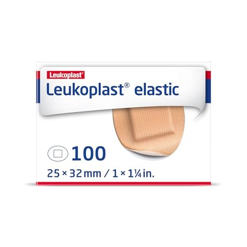 Leukoplast Elastic Wundpflaster – Dehnbare, hautfreundliche Pflaster für Finger, Ellenbogen, Knie und Handgelenke – Oval Spot, 3,2 cm, Box mit 100 Stück