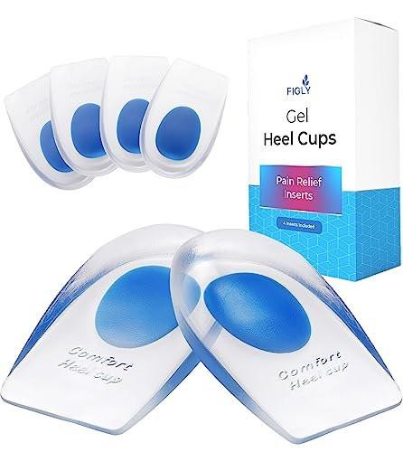 Figly Gel-Fersenkissen gegen Fersenschmerzen (4er-Pack) – Gel-Fersenpolster, Fersenstützen für Männer und Frauen bei Plantarfasziitis, Fersensporn