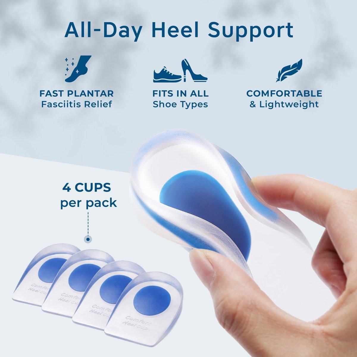 Figly Gel-Fersenkissen gegen Fersenschmerzen (4er-Pack) – Gel-Fersenpolster, Fersenstützen für Männer und Frauen bei Plantarfasziitis, Fersensporn