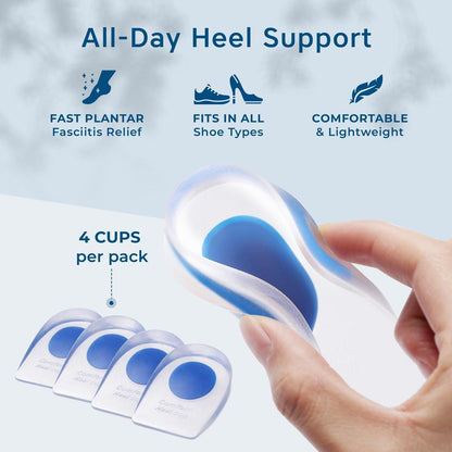 Figly Gel-Fersenkissen gegen Fersenschmerzen (4er-Pack) – Gel-Fersenpolster, Fersenstützen für Männer und Frauen bei Plantarfasziitis, Fersensporn