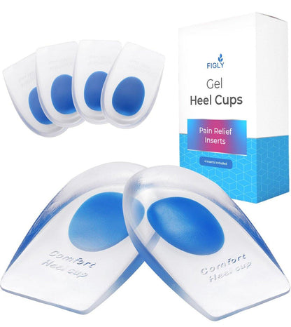Figly Gel-Fersenkissen gegen Fersenschmerzen (4er-Pack) – Gel-Fersenpolster, Fersenstützen für Männer und Frauen bei Plantarfasziitis, Fersensporn