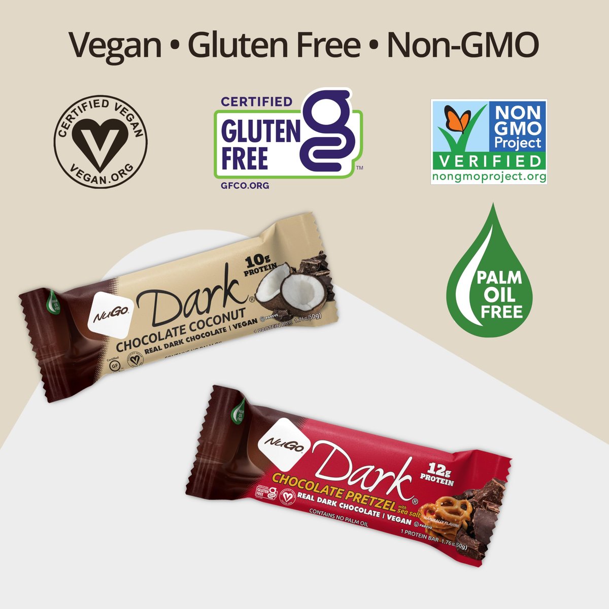 NuGo Dark Variety Box – 12 Riegel mit 11-12 g Protein, vegan, glutenfrei, koscher