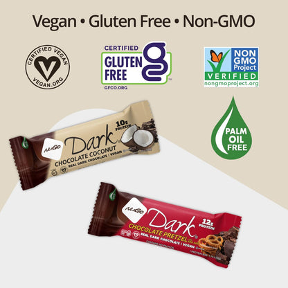 NuGo Dark Variety Box – 12 Riegel mit 11-12 g Protein, vegan, glutenfrei, koscher