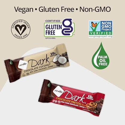 NuGo Dark Variety Box – 12 Riegel mit 11-12 g Protein, vegan, glutenfrei, koscher
