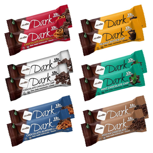 NuGo Dark Variety Box – 12 Riegel mit 11-12 g Protein, vegan, glutenfrei, koscher