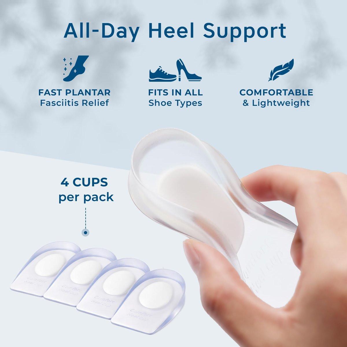 Figly Fersenkissen zur Linderung von Fersenschmerzen (4er-Pack) – Fersensporn-Produkte, Fersenpolster, Gel-Fersenkissen für Frauen und Männer, Plantarfasziitis, Fersenstützen