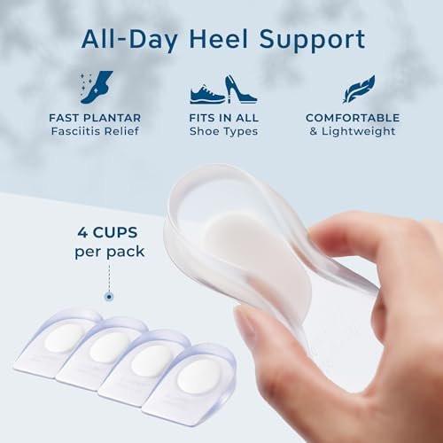 Figly Fersenkissen zur Linderung von Fersenschmerzen (4er-Pack) – Fersensporn-Produkte, Fersenpolster, Gel-Fersenkissen für Frauen und Männer, Plantarfasziitis, Fersenstützen