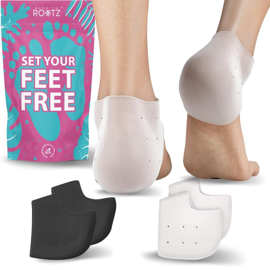 ROOTZ 2 Paar (4 Stück) Silikon Fersenpolster zur Blasenprävention | Gepolsterte Gel-Fersenschoner für Fersenschmerzen und rissige Fersen | Ideal zum Einlaufen neuer Stiefel
