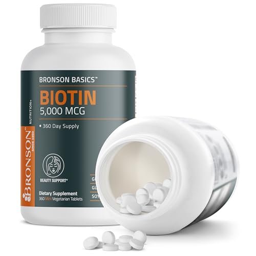 Bronson Biotin 5.000 MCG – Hochdosiertes Biotin für gesundes Haar, Haut und Nägel sowie Energieproduktion – 360 vegetarische Tabletten