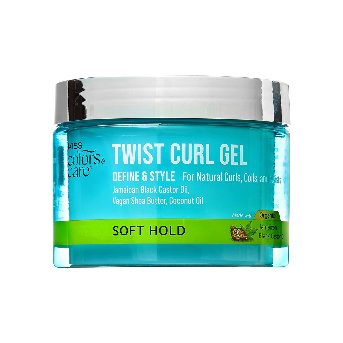 KISS COLORS & CARE Twist Curl Gel, 177 ml – Flexibler Halt, Ideal für Twists, Feuchtigkeitsspendend & Fördert Haarwachstum, Keine Rückstände – Leicht, mit Bio-Jamaican Black Castor Oil