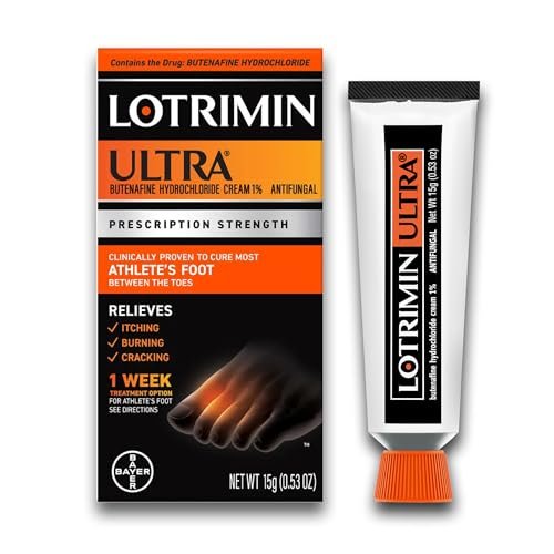 Lotrimin Ultra 1-Wochen Fußpilzbehandlung, verschreibungspflichtige Stärke Butenafinhydrochlorid 1%, heilt die meisten Fußpilzinfektionen zwischen den Zehen, Creme, 0,53 Unzen (15 Gramm)
