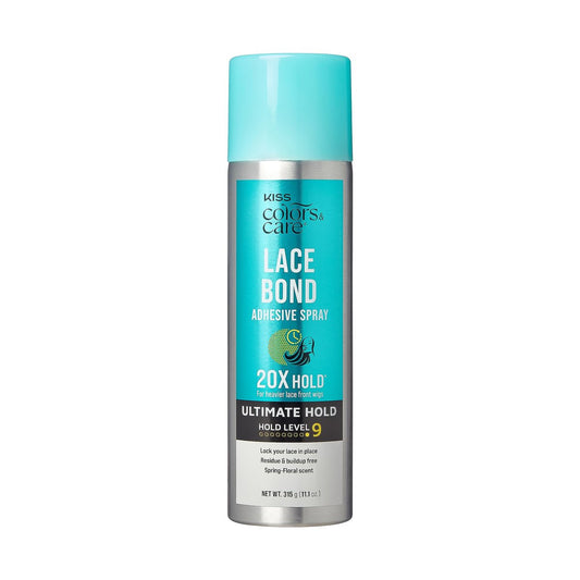 KISS Colors & Care Lace Bond Adhesive Spray Ultimate Hold 11,1 oz – Klebespray für Lace Frontals, schweißbeständig, wasserresistent, schnell trocknend, effiziente Düse, praktisch, supersicher für den ganzen Tag